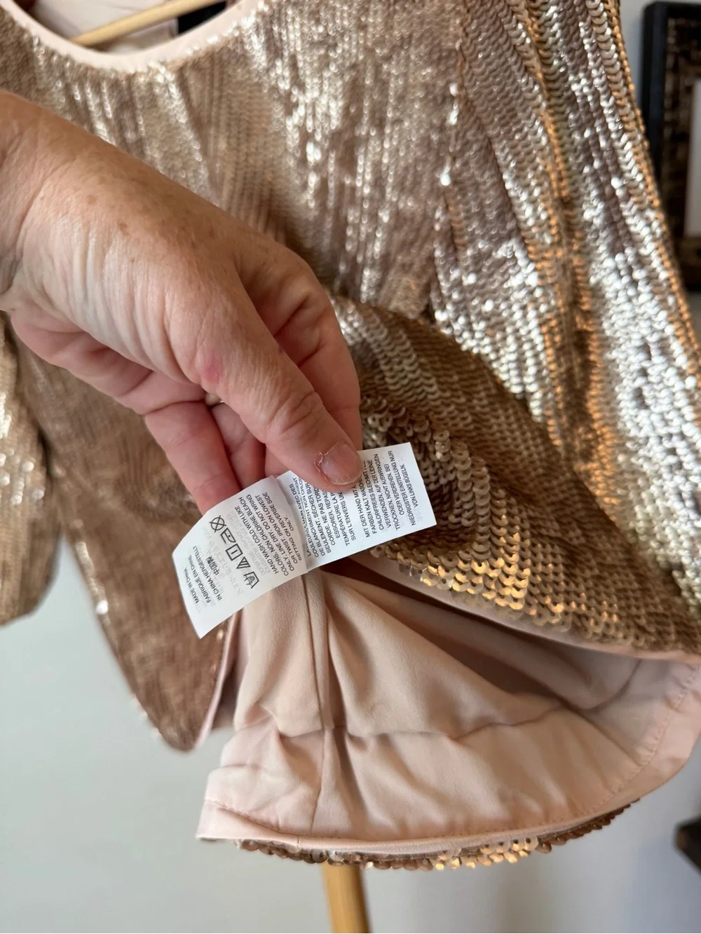 J Crew Rose Gold Sequins Top Bow Back Cropped Blouse Size 10 Party Holiday